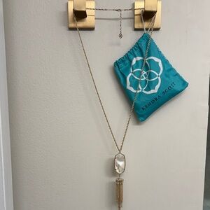 Kendra Scott Rayne Gold tassel Necklace with White mother of pearl Pendant